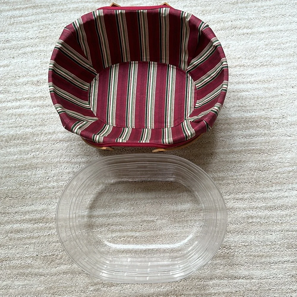 Longaberger Hand Woven Wooden Get-Together Basket, Liner Protector 2004 12 x 9.5